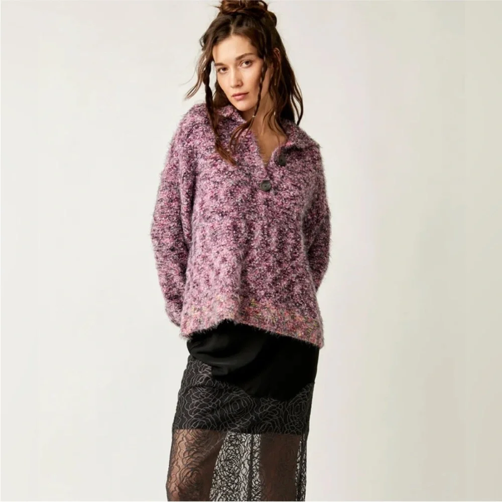 Free People Stellar Knit‎ Collared Pullover Sweater Size Medium
